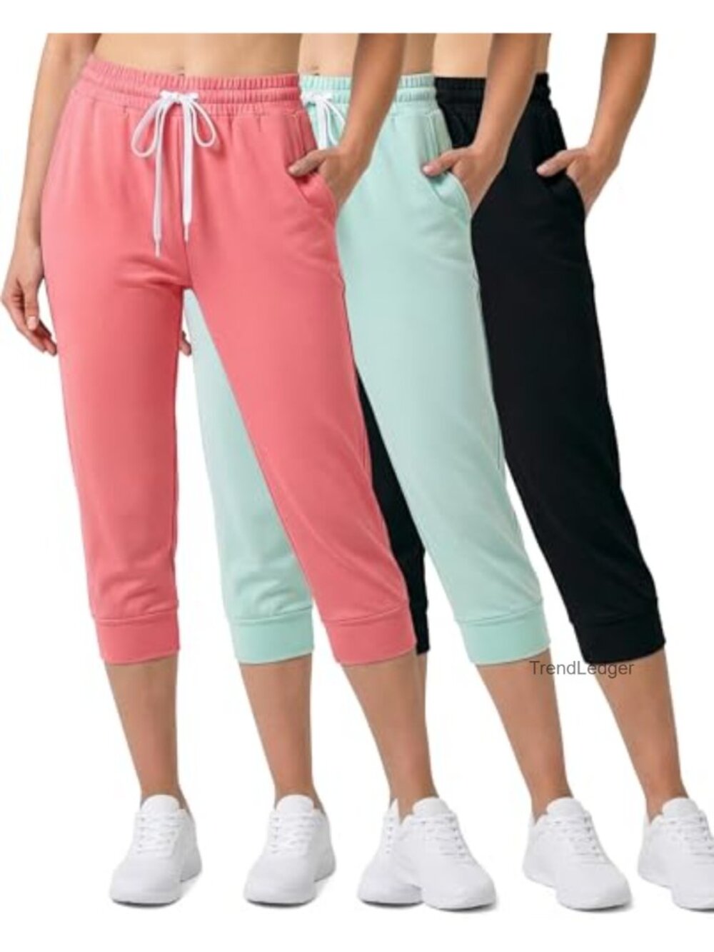 3 Pack Women's Capri Joggers Athletic Lounge Yoga Pants with Pockets